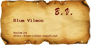 Blum Vilmos névjegykártya